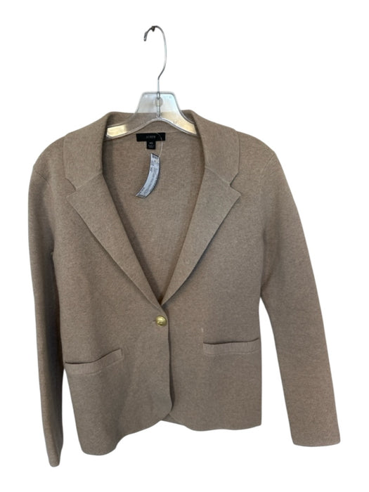 J Crew Size XS Taupe Cotton Blend Single Button Gold Button Detail Sweater Taupe / XS