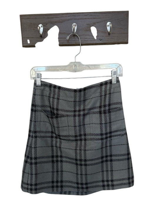 J Crew Size 2 gray plaid Acrylic Blend Tweed Mini Front Button zipper back Skirt gray plaid / 2