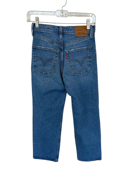Levi's Size 25 Med Light Wash Cotton High Waist Button Fly Straight Jeans Med Light Wash / 25