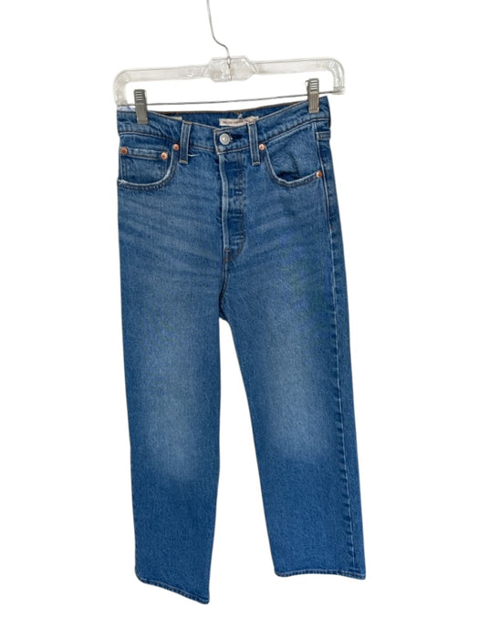 Levi's Size 25 Med Light Wash Cotton High Waist Button Fly Straight Jeans Med Light Wash / 25