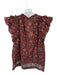 Ulla Johnson Size 10 Rust & Teal Print Cotton & Viscose Flutter Sleeves Top Rust & Teal Print / 10