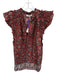 Ulla Johnson Size 10 Rust & Teal Print Cotton & Viscose Flutter Sleeves Top Rust & Teal Print / 10