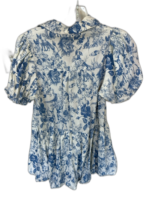 Entro Size S White Polyester jaquard Cap Sleeve Front Zip Smocked Waist Dress White / S