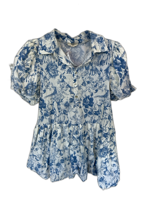Entro Size S White Polyester jaquard Cap Sleeve Front Zip Smocked Waist Dress White / S