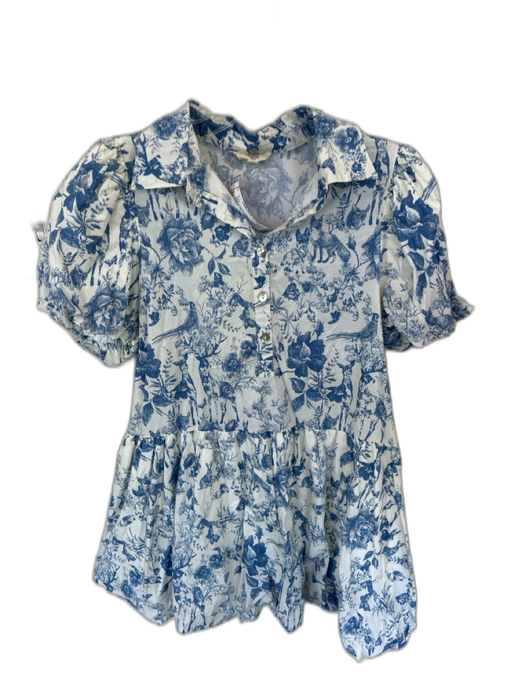 Entro Size S White Polyester jaquard Cap Sleeve Front Zip Smocked Waist Dress White / S