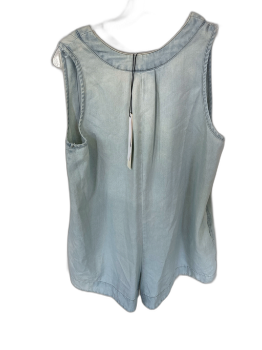 Mustard Seed Size S Light Wash Cotton Sleeveless Pleat Detail Front Tie Romper Light Wash / S