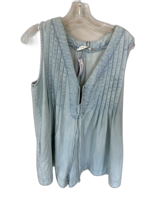Mustard Seed Size S Light Wash Cotton Sleeveless Pleat Detail Front Tie Romper Light Wash / S