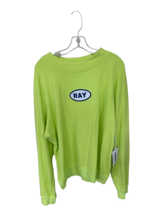 Ray Size L Neon green & blue Cotton Mock Neck Logo Long Sleeve Sweatshirt Neon green & blue / L