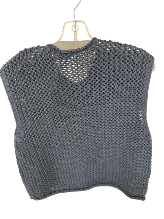 Zara Size M navy & gold Cap Sleeve Crochet Buttons Gold Hardware Top navy & gold / M