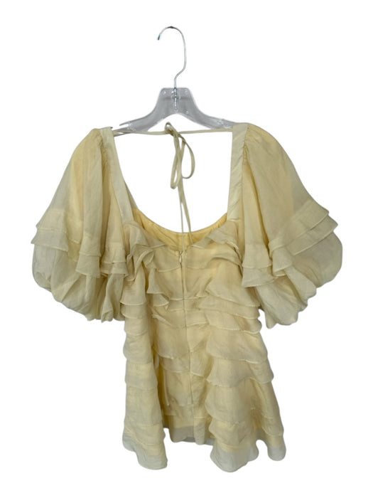 Strut & Bolt Size S Yellow Short Sleeve Tiered Ruffles Back Tie Dress Yellow / S