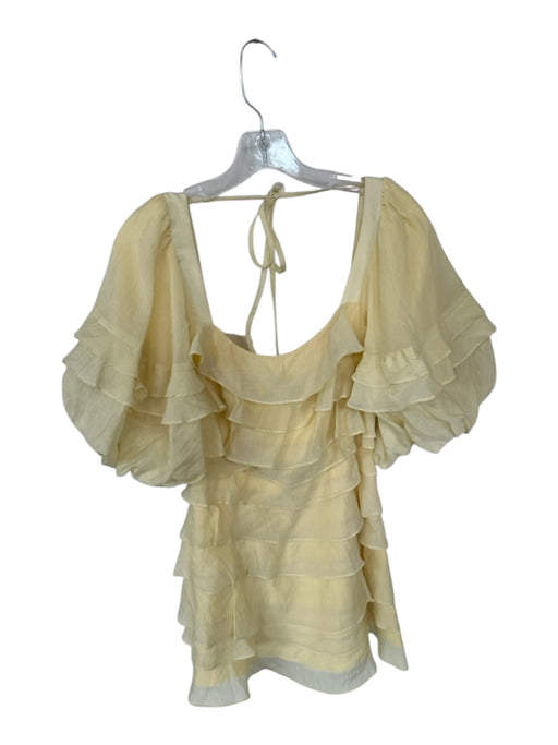 Strut & Bolt Size S Yellow Short Sleeve Tiered Ruffles Back Tie Dress Yellow / S