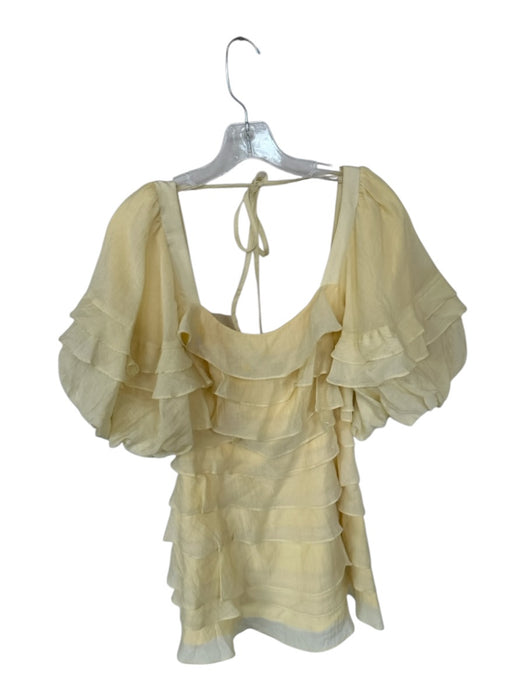 Strut & Bolt Size S Yellow Short Sleeve Tiered Ruffles Back Tie Dress Yellow / S
