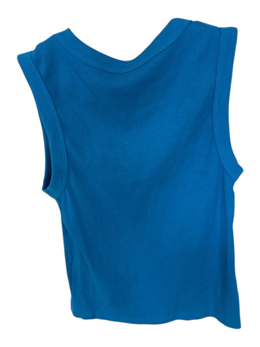 Ray Size XS Blue Cotton Sleeveless Logo Ribbed Athletic Top Blue / XS