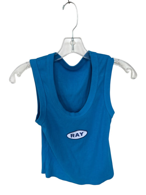 Ray Size XS Blue Cotton Sleeveless Logo Ribbed Athletic Top Blue / XS