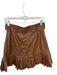 Zara Size M Brown Vegan Leather Side Zip Pleated Belted Skirt Brown / M