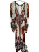 Farm Rio Size XS Cream & Rust Long Balloon Sleeve Flowers Back Zip Maxi Dress Cream & Rust / XS