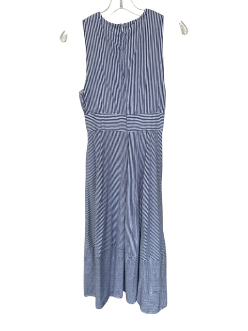 Kourt Size 2/M Blue & White Cotton Sleeveless Striped Front Tie Back Zip Dress Blue & White / 2/M