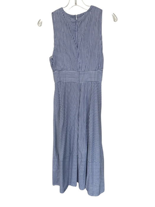 Kourt Size 2/M Blue & White Cotton Sleeveless Striped Front Tie Back Zip Dress Blue & White / 2/M