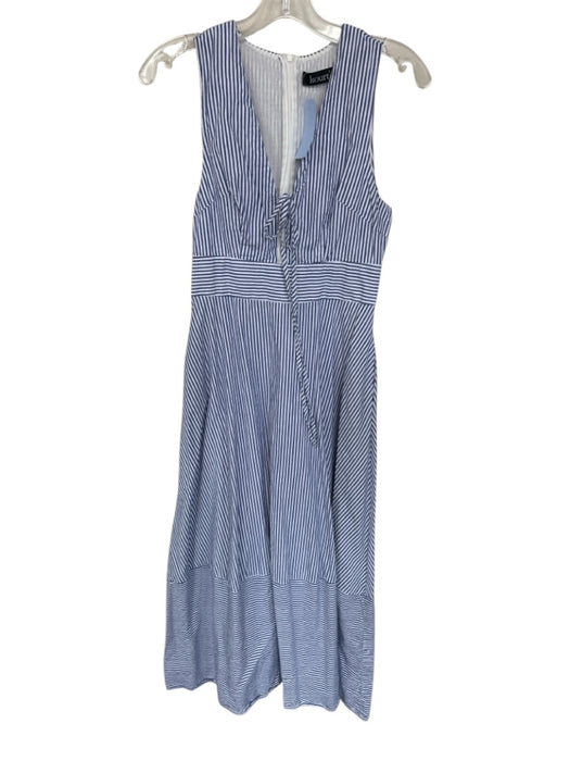 Kourt Size 2/M Blue & White Cotton Sleeveless Striped Front Tie Back Zip Dress Blue & White / 2/M
