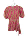 Fancy Size XS Pink & Tan Short Balloon Sleeve Print Back Zip Dress Pink & Tan / XS