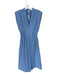 Glam Size S Baby Blue Cap Sleeve Shoulder Pads Front Zip Smocked Sides Dress Baby Blue / S