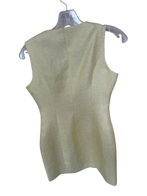 Line & Dot Size XS Yellow Polyester Sleeveless Tweed Buttons Dress Yellow / XS