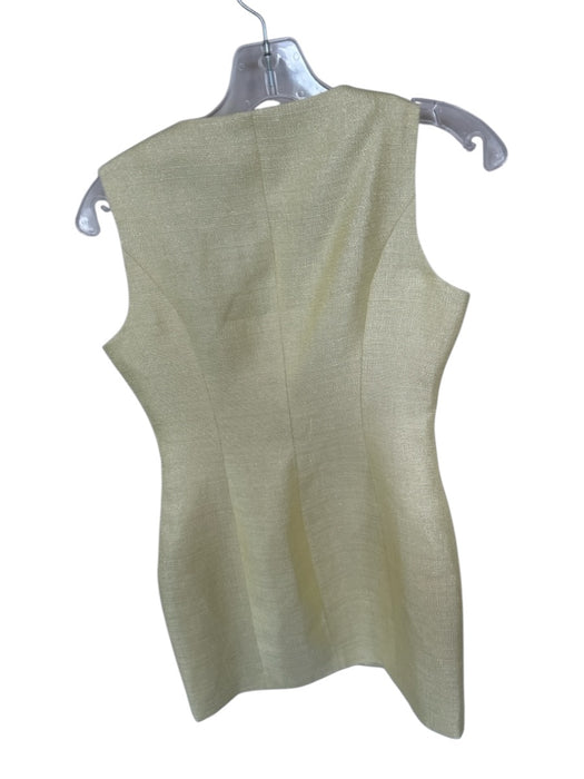 Line & Dot Size XS Yellow Polyester Sleeveless Tweed Buttons Dress Yellow / XS