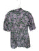 Olivaceous Size M Green & Purple Cotton 3/4 Balloon Sleeve Flowers Collar Dress Green & Purple / M