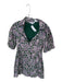 Olivaceous Size M Green & Purple Cotton 3/4 Balloon Sleeve Flowers Collar Dress Green & Purple / M