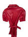 EB Luxe Size S Red Vegan Leather Short Sleeve Smocked Waist Snap Buttons Romper Red / S