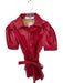 EB Luxe Size S Red Vegan Leather Short Sleeve Smocked Waist Snap Buttons Romper Red / S