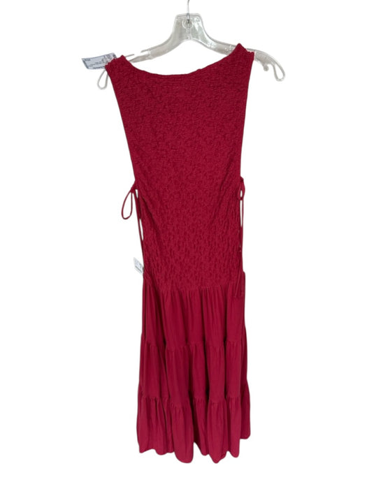 Free-est Size S Red Cotton Blend Smocked Sleeveless Maxi Dress Red / S