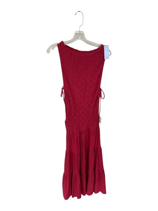 Free-est Size S Red Cotton Blend Smocked Sleeveless Maxi Dress Red / S