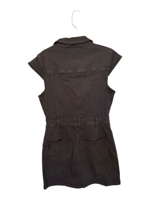 Paige Size 4 Chocolate Cotton Blend Short Cap Sleeve Gold Buttons Collar Dress Chocolate / 4