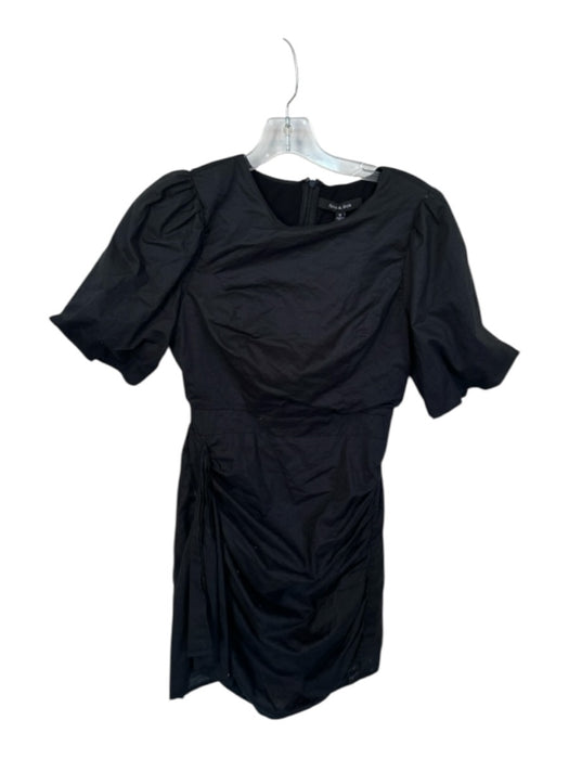 Strut & Bolt Size M Black Polyester & Rayon Short Sleeve Gathered Side Dress Black / M