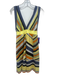 Missoni Size 42 Yellow, Blue, Green Sleeveless Striped Knit Knee length Dress Yellow, Blue, Green / 42