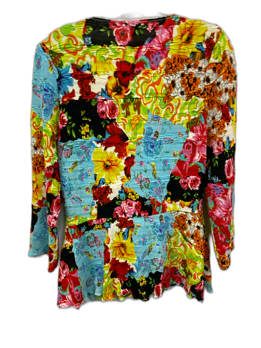 Alberto Makali Size M Black, White, Multi Polyester Long Sleeve Floral Top Black, White, Multi / M