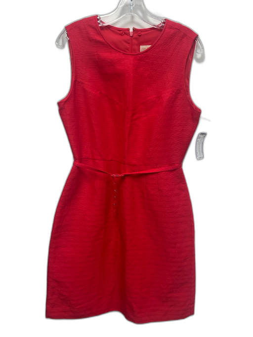 Tory Burch Size 10 Red Cotton & Linen Sleeveless Textured Back Zip Dress Red / 10