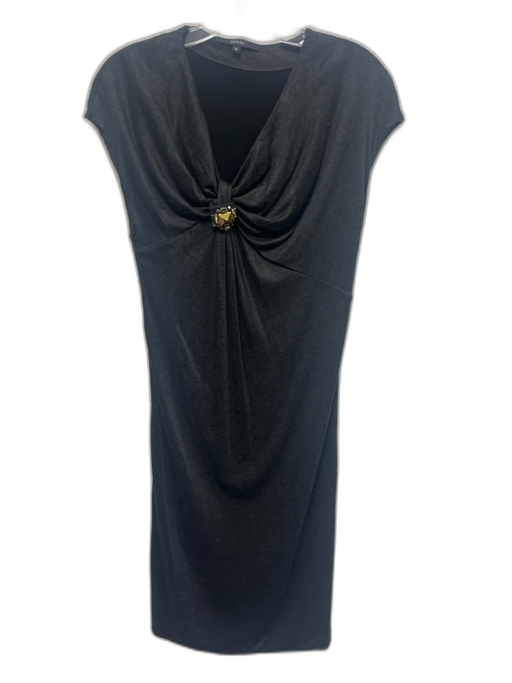 Gucci Size M Dark Gray & Gold Viscose Cap Sleeve bejeweled applique Dress Dark Gray & Gold / M