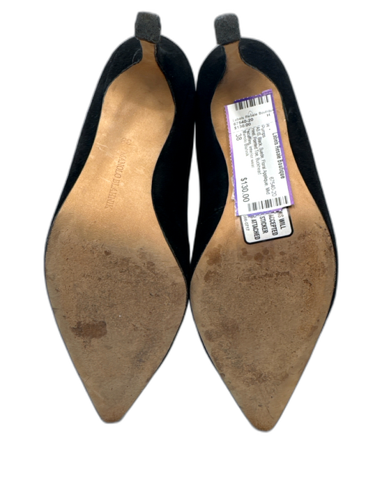 Manolo Blahnik Shoe Size 38 Black Suede Floral Applique Mid Heel Pumps Black / 38