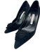 Manolo Blahnik Shoe Size 38 Black Suede Floral Applique Mid Heel Pumps Black / 38