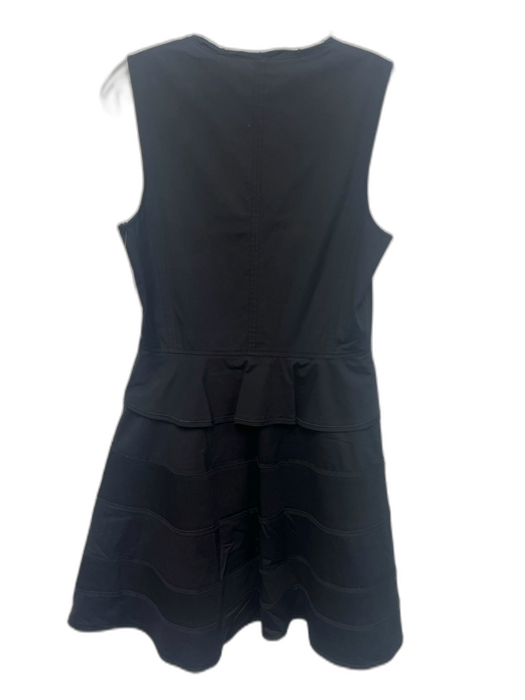 Proenza Schouler Size 8 Black Cotton Blend Ruffle Tie V Neck Knee length Dress Black / 8