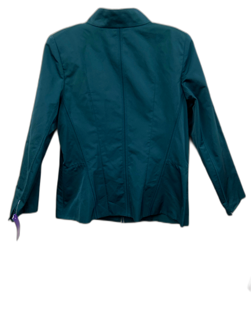 Lafayette 148 Size 8 Teal Blue Polyester Long Sleeve Faux Pockets Zip Up Jacket Teal Blue / 8