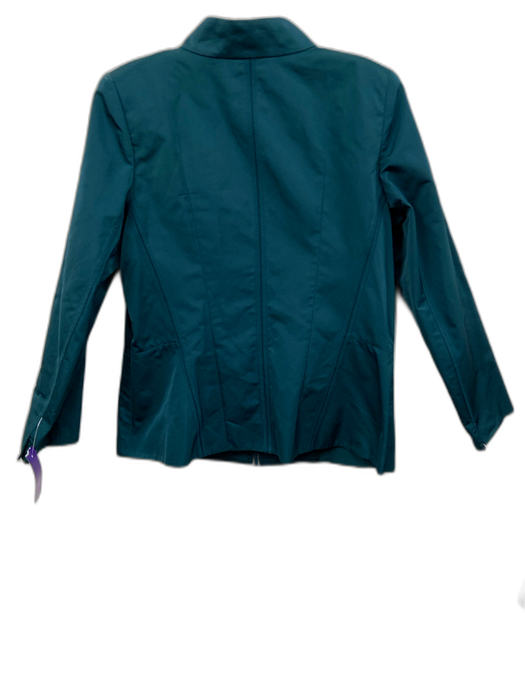 Lafayette 148 Size 8 Teal Blue Polyester Long Sleeve Faux Pockets Zip Up Jacket Teal Blue / 8