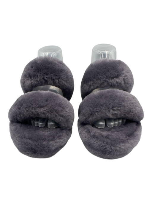 Ugg Shoe Size 9 Dusty Purple Leather Shearling Logo Double Strand Slippers Dusty Purple / 9