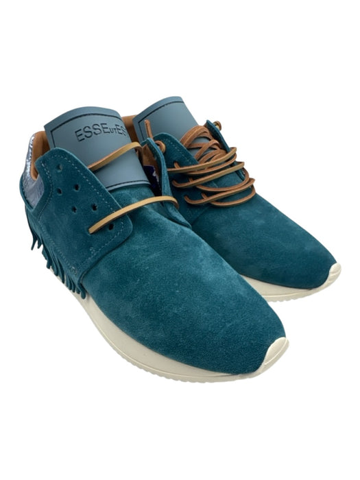 Esse Ut Esse Shoe Size 39 Teal Blue Leather Upper Lace Up Fringe Suede Sneakers Teal Blue / 39