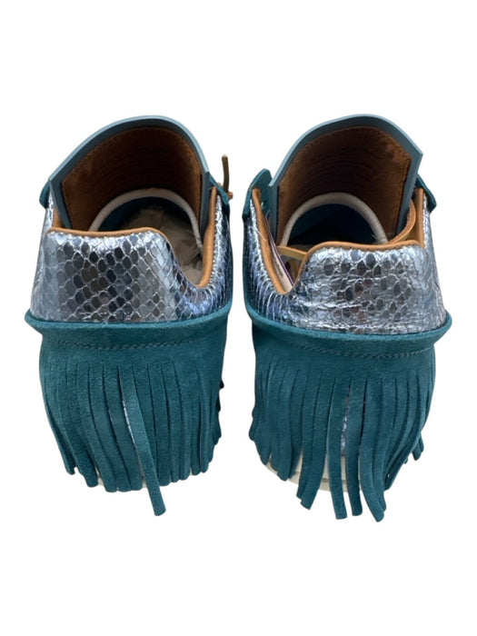 Esse Ut Esse Shoe Size 39 Teal Blue Leather Upper Lace Up Fringe Suede Sneakers Teal Blue / 39