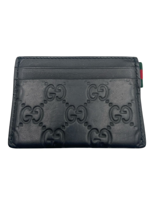 Gucci Black, Green, Red Leather Card Holder Guccissima Logo Embossed Wallets Black, Green, Red