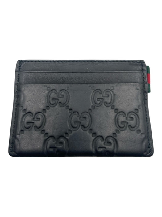 Gucci Black, Green, Red Leather Card Holder Guccissima Logo Embossed Wallets Black, Green, Red