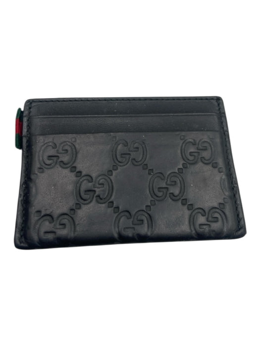 Gucci Black, Green, Red Leather Card Holder Guccissima Logo Embossed Wallets Black, Green, Red
